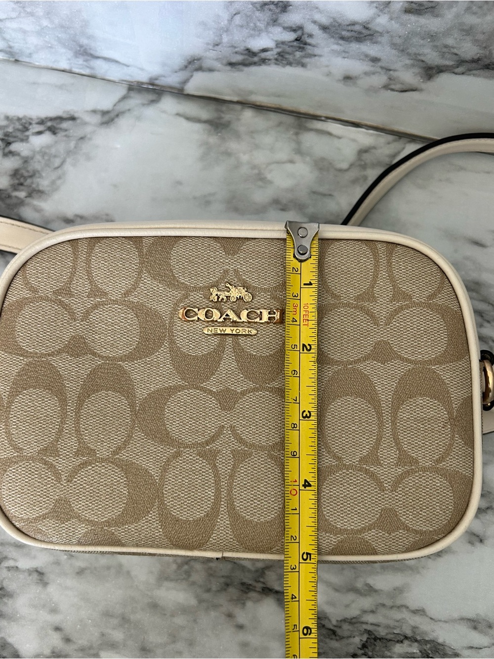 Coach Mini Jamie Camera Bag In Signature Canvas in light khaki / chalk white - Picture 11 of 11